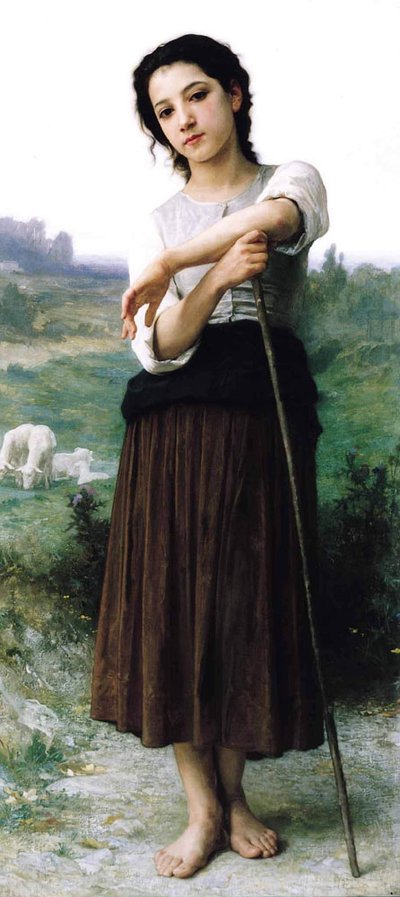 Young Shepherdess Standing by William Adolphe Bouguereau